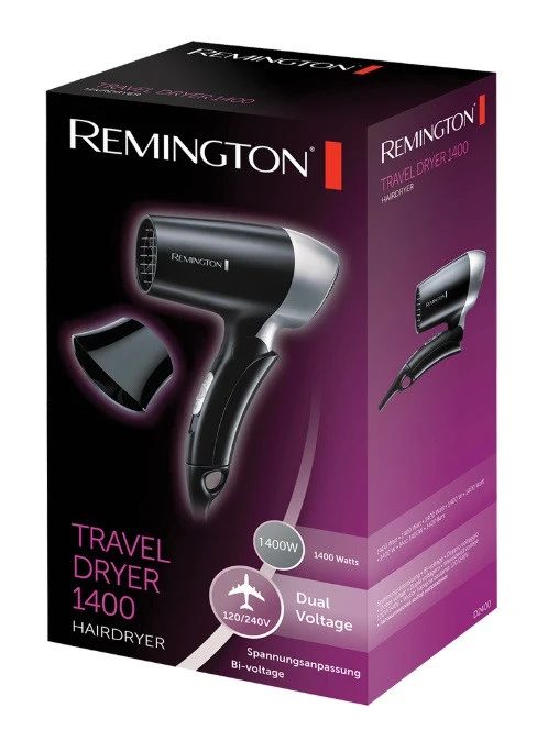 Remington D2400 Phon Da Viaggio Asciugacapelli Nero Argento 1400 W - immagine 4
