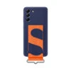 Cover Samsung EF-GG990TNEGWW Custodia Silicone Con Cinghia Galaxy S21 FE 5G SM-G990B Navy Arancio