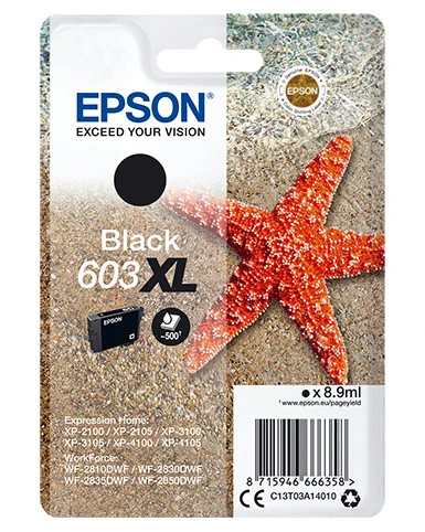 Cartuccia Originale Inchiostro Epson C13T03A14010 603XL Nero Per Expression Home XP-2100 XP-2105 XP-3100