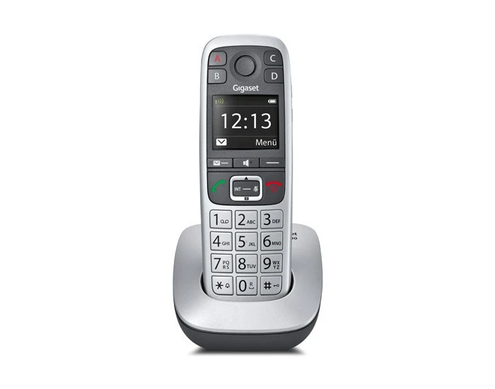 Telefono Gigaset E 560 DECT Cordless Identificatore Di Chiamata Nero Argento