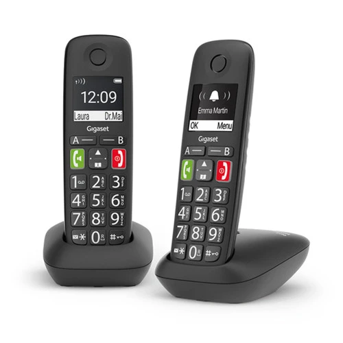 Telefono Analogico Gigaset E290 Duo DECT Identificatore Di Chiamata Nero - immagine 2