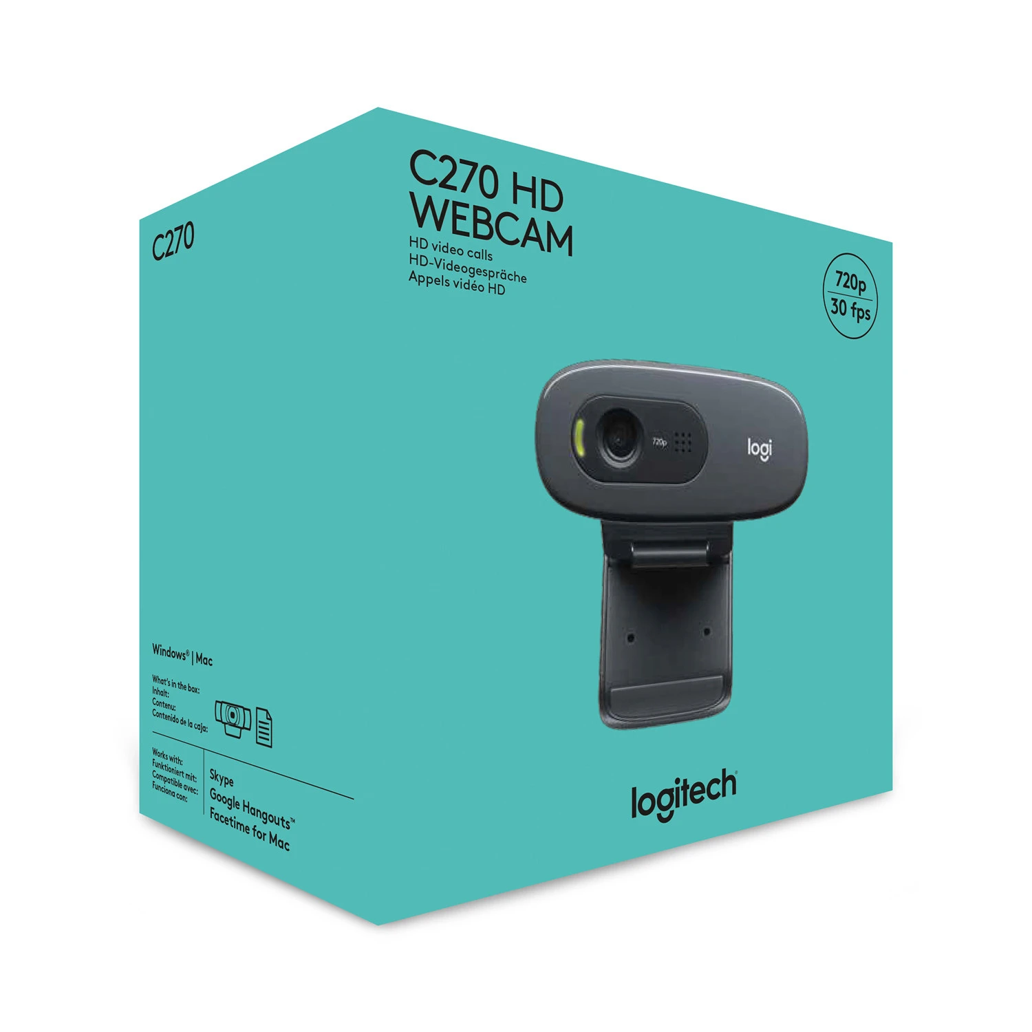 Logitech C270 Webcam HD Tecnologia RightLight Nero - immagine 2