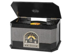 Trevi TT 1040 BT Giradischi Vintage Sistema Stereo In Legno Argento Nero