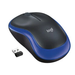 Mouse Logitech M185 Wireless 2,4 GHz Con Mini Ricevitore USB 1000 DPI Ambidestro Nero Blu