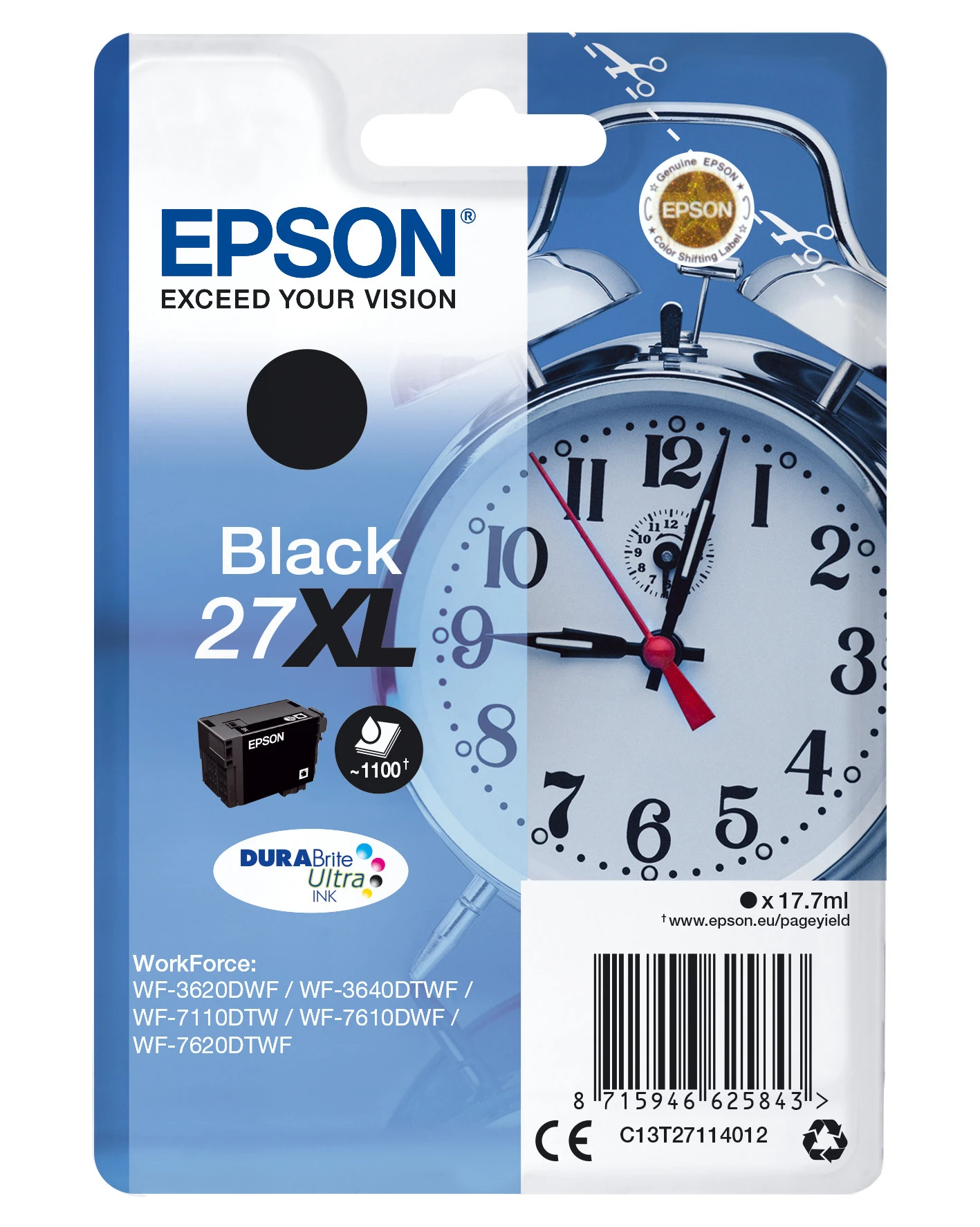 Epson Alarm Clock Cartuccia Sveglia Nero Inchiostri DURABrite Ultra 27XL - immagine 2