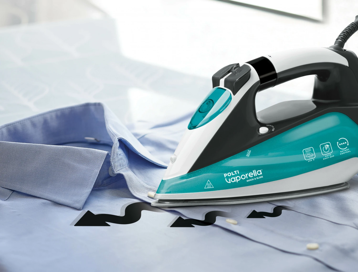 Polti Vaporella Quick & Slide QS220 Ferro A Vapore Alluminio 2400 W Verde, Bianco - immagine 4
