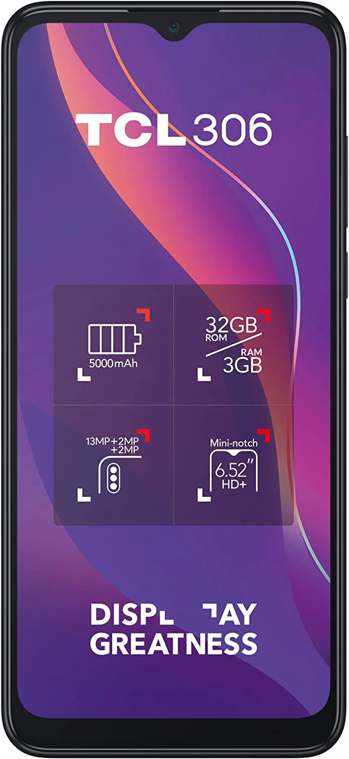 TCL 306 Smartphone Doppia SIM Android 12 4G 3 GB 32 GB 5000 MAh Grigio - immagine 5