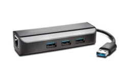 Kensington UA3000E Adattatore Ethernet E Hub A 3 Porte USB 3.0 - Nero