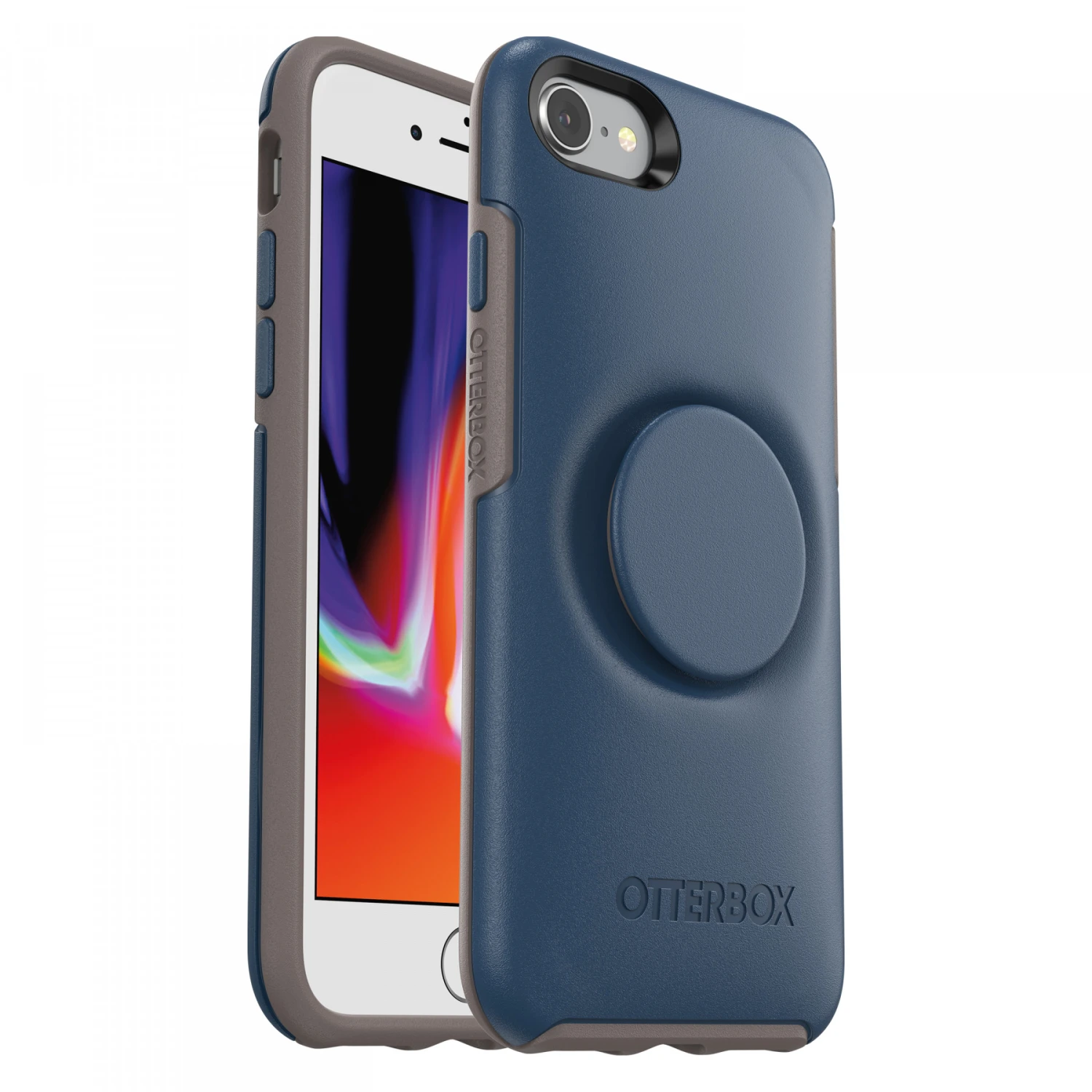 OtterBox Custodia Symmetry Con Popsockets Per Apple Iphone SE 2022 2020 A2783 A2275 Iphone 8 A1863 Iphone 7 A1660 Blu - immagine 5