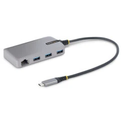 StarTech.com Hub USB-C Con Etherenet A 3 Porte - 3x Porte USB-A, Gigabit Ethernet RJ45, USB 3.0 5Gbps, Alimentazione Tramite Bus, Cavo Lungo 30 Cm - Adattatore Hub USB Type-C Portatile Con GbE