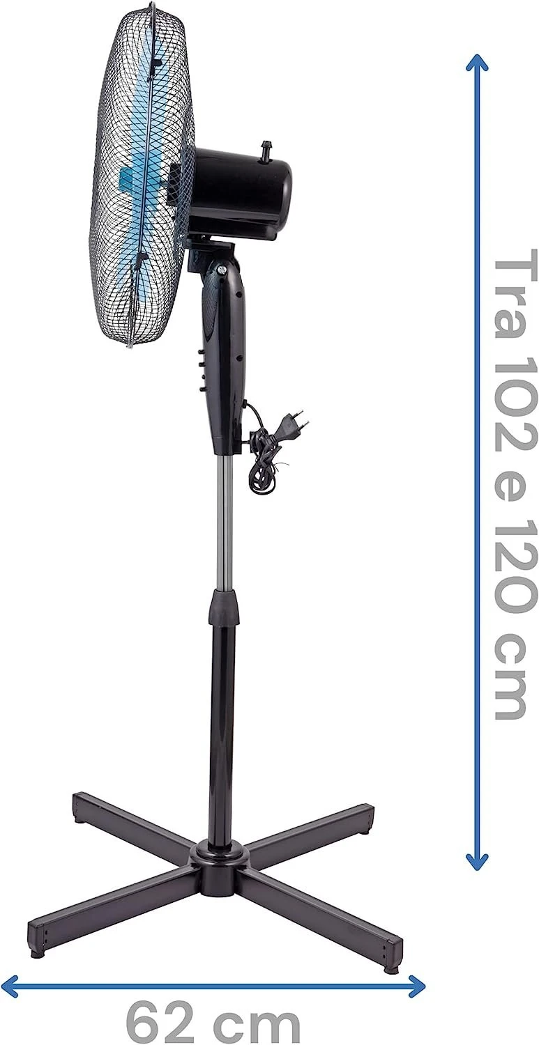 Ardes AR5EA40P Ventilatore A Piantana Da Terra Potenza 50 W 3 Velocita' Nero Con Pala Colorata In Semitrasparenza Turchese - immagine 3