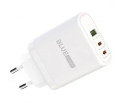 Caricabatterie Wall Charger BLUE Power 65W 1x USB 2x Type-C Con Type-C Cable Bianco BPCE04