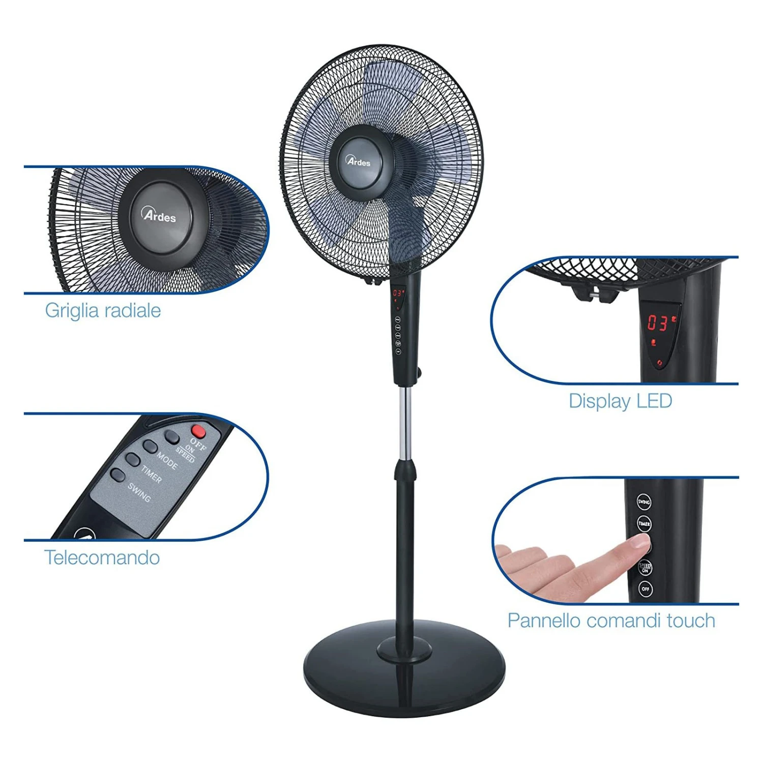 Ardes Style 41PBT Ventilatore A Piantana 60 W Nero - immagine 3