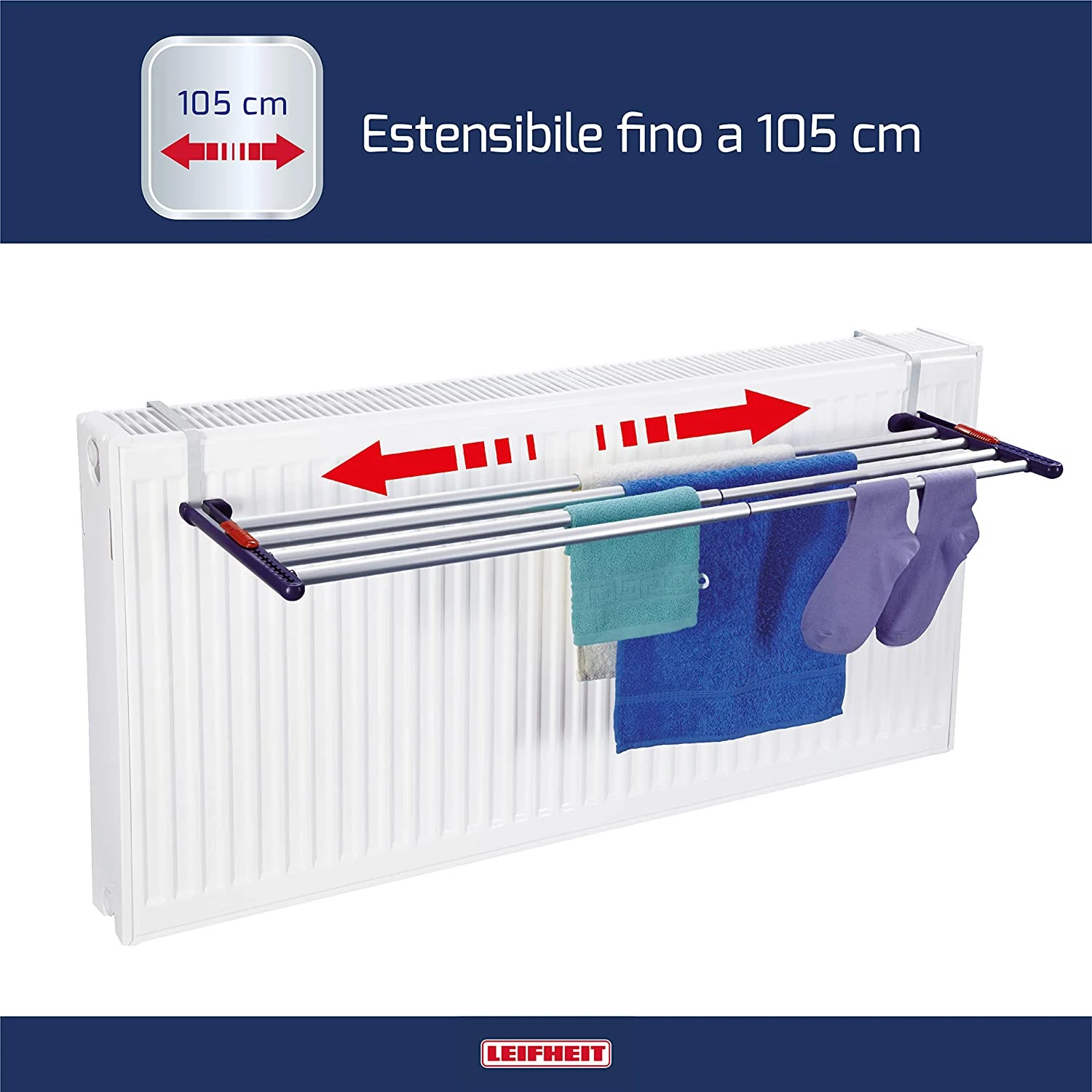 Stendibiancheria Da Balcone E Interno Leifheit Quartett 42 Extendable Stendino Allungabile In Alluminio Estensibile - immagine 3